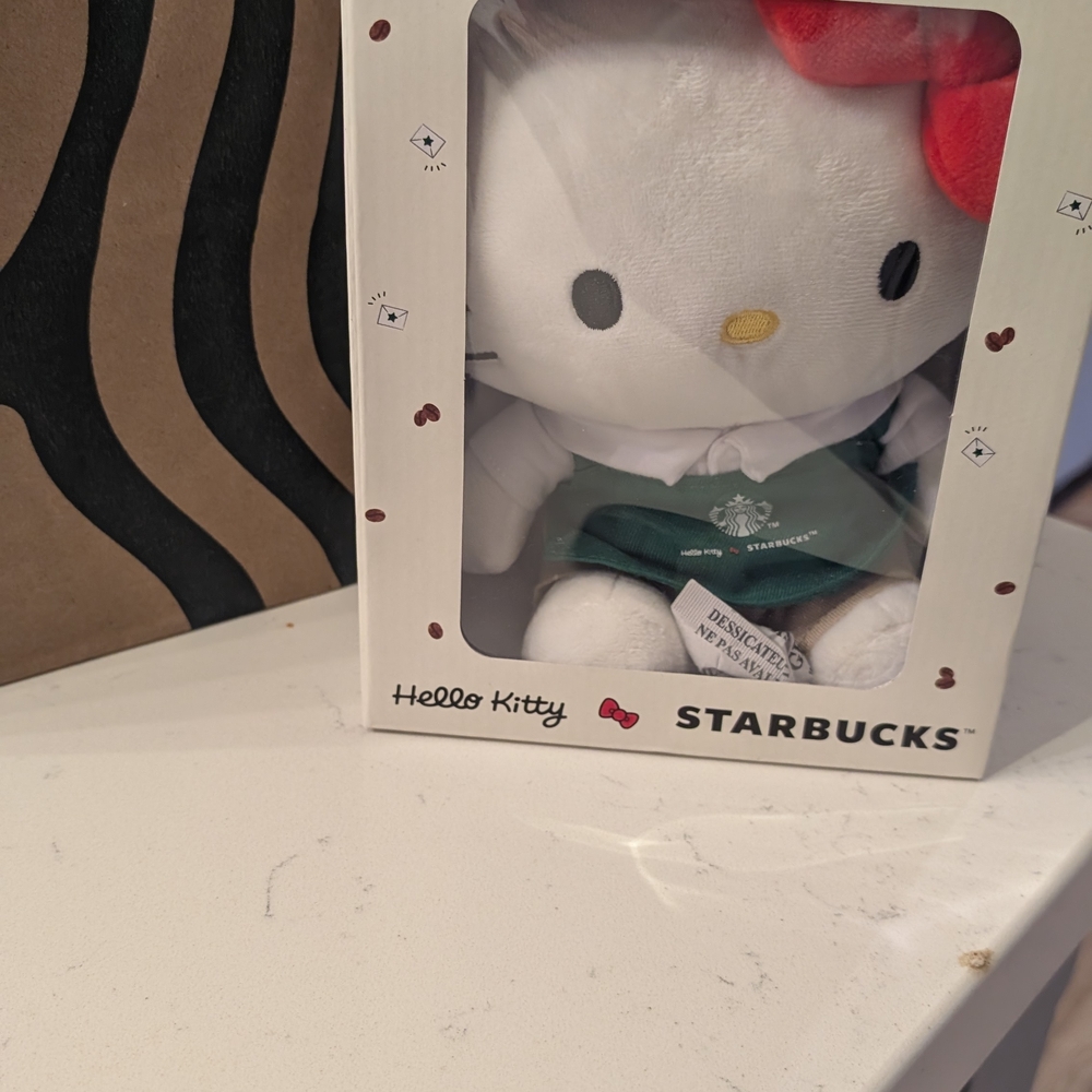 Starbucks Hello Kitty Plush - White and Red with Green Apron